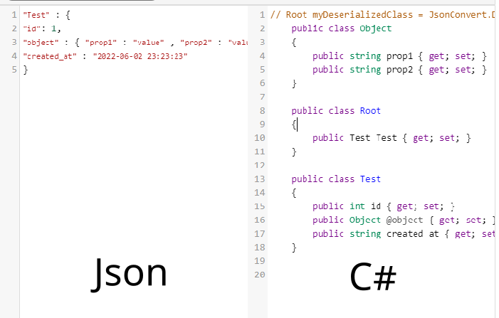 json to html converter c#